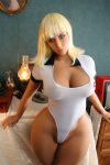 168cm Full-Body TPE Realistic Love Doll, Chubby Dark Skin Blonde Adult Toy
